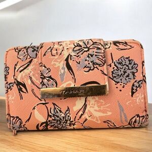 Tahari Women's Pink Floral Trifold Wallet with Identity Protect Lining